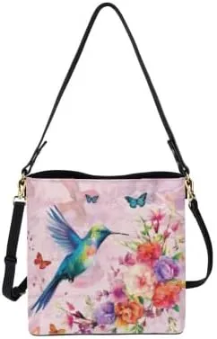 Boho Bags for Women Leather Handbag Shoulder Bucket Crossbody Purse