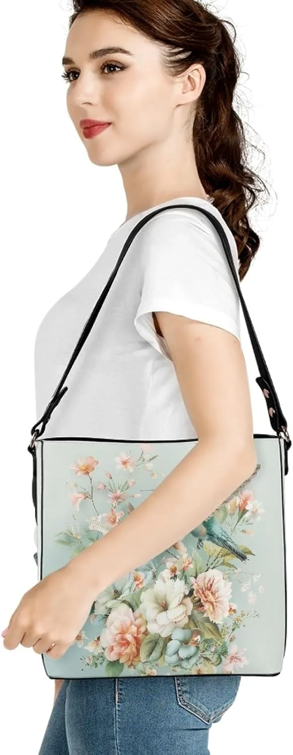 Boho Bags for Women Leather Handbag Shoulder Bucket Crossbody Purse