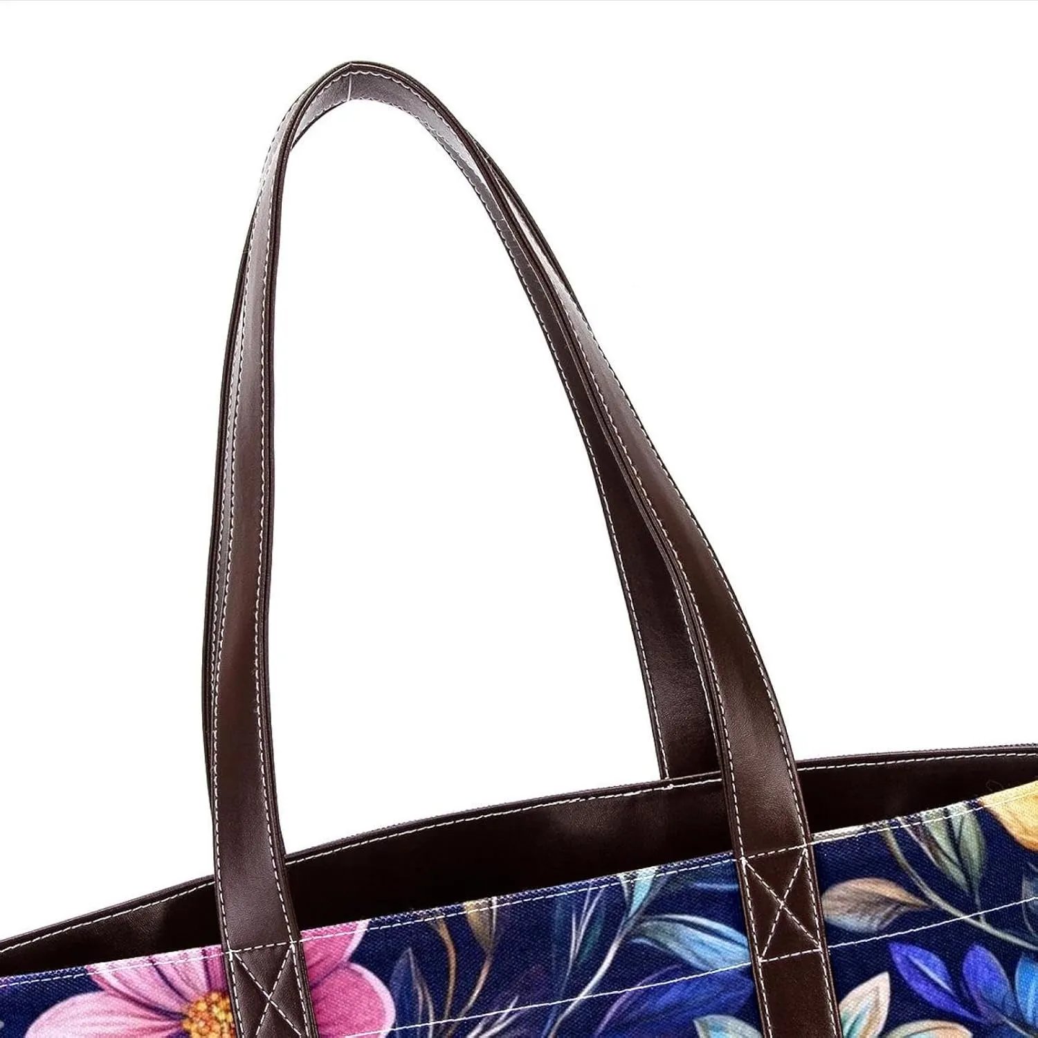 Boho Floral-34 Tote Bags Durable Leather Canvas Purses and Handbags for Women Top Handle Shoulder Satchel Hobo Bags