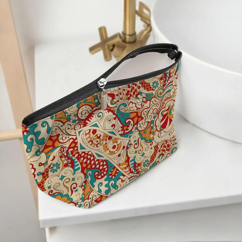 Boho Makeup Bag - Witchcraft Supplies, Bohemian Hippie Gifts - Retro Cosmetic Bag for Women, Friends & Lovers - Mom, Grandma, Aunt Birthday, Christmas, Halloween & Travel Toiletry Bag