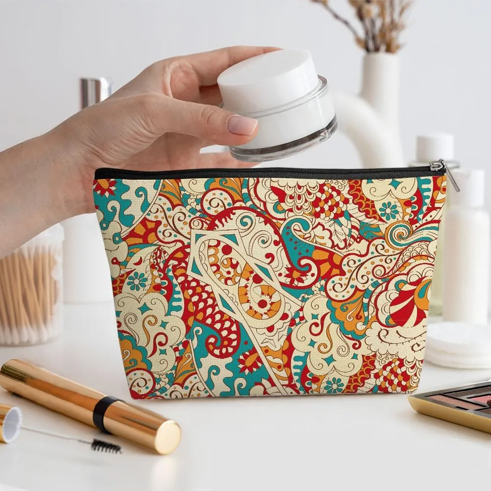 Boho Makeup Bag - Witchcraft Supplies, Bohemian Hippie Gifts - Retro Cosmetic Bag for Women, Friends & Lovers - Mom, Grandma, Aunt Birthday, Christmas, Halloween & Travel Toiletry Bag