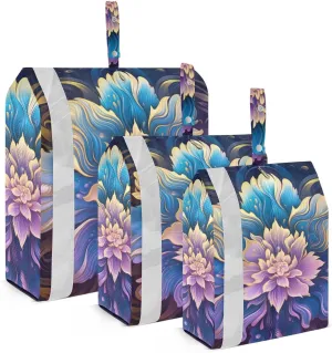 Boho Mandala Lotus Packing Cubes Set of 3, Lightweight Travel Luggage Organizers Foldable Bags for Easy Packing and Organization