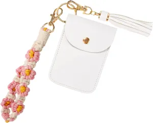 Boho Wristlet Keychain Wristlet Wallet for Women Macrame Wrist Lanyard Flower Keychain