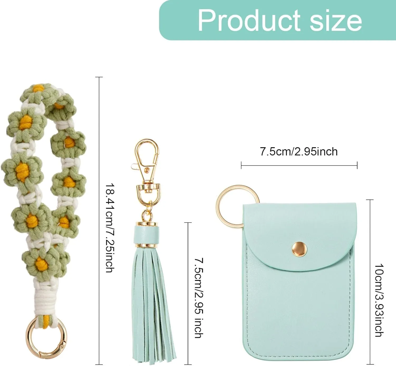 Boho Wristlet Keychain Wristlet Wallet for Women Macrame Wrist Lanyard Flower Keychain