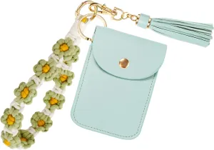 Boho Wristlet Keychain Wristlet Wallet for Women Macrame Wrist Lanyard Flower Keychain