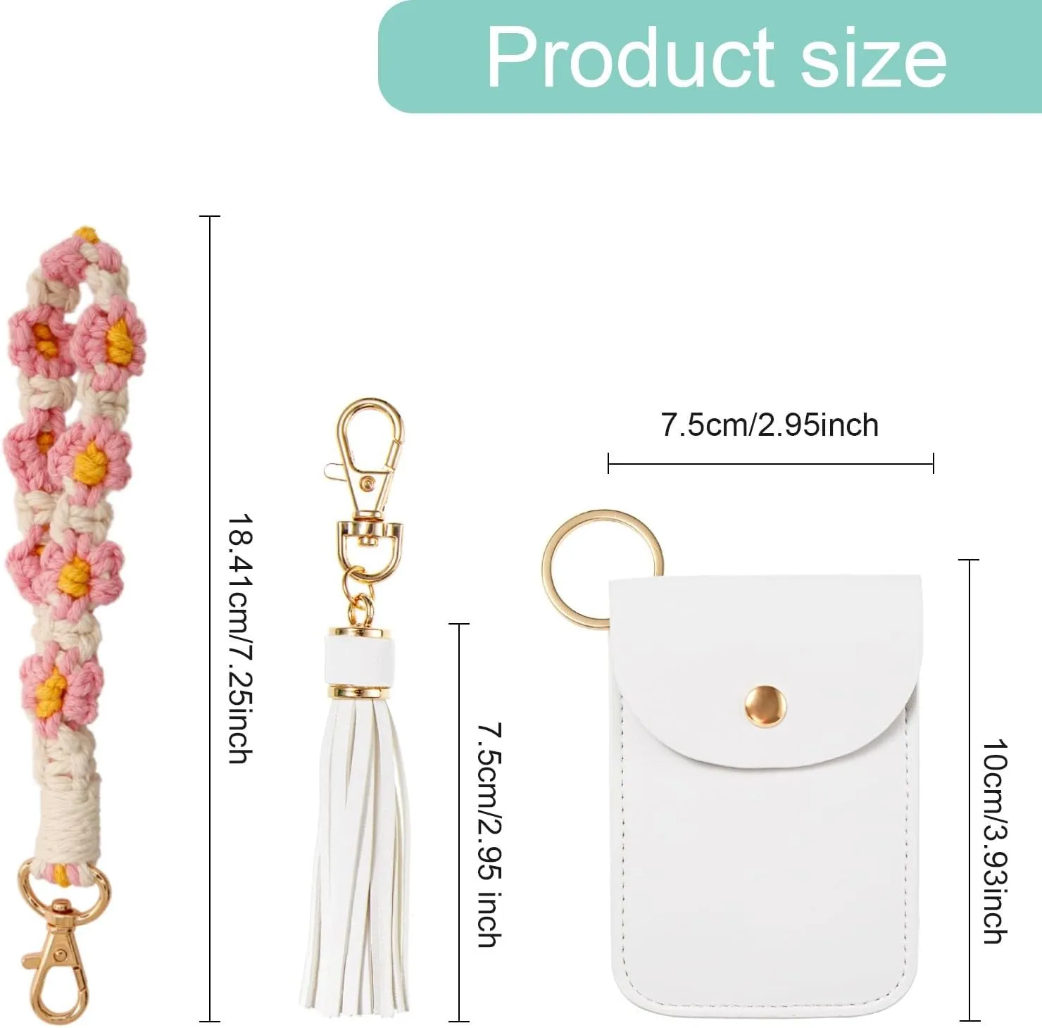 Boho Wristlet Keychain Wristlet Wallet for Women Macrame Wrist Lanyard Flower Keychain