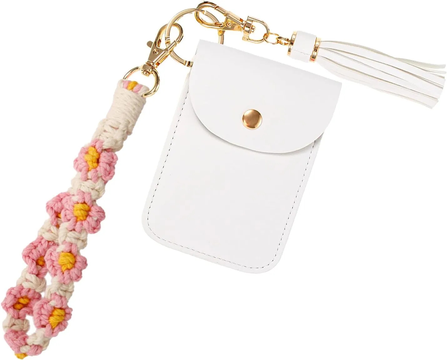 Boho Wristlet Keychain Wristlet Wallet for Women Macrame Wrist Lanyard Flower Keychain