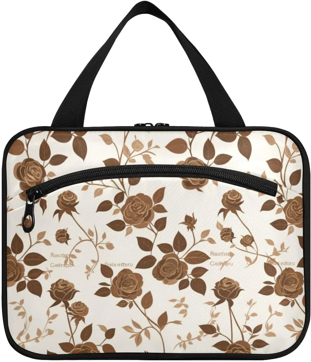 Brown Rose Offwhite hanging cosmetic travel bags with hook, designer foldable toiletries bag for men travel bolsas para maquillaje de mujer L