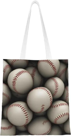 Canvas Tote Bag Aesthetic for Women Baseball Shopping Bags Large Tote Shoulder Bag Reusable Grocery Bags Hobo Bags Casual Handbags Cute Cloth Bags Birthday Gifts