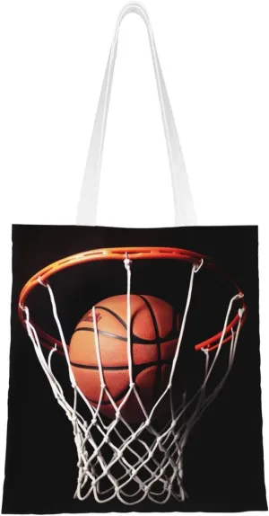 Canvas Tote Bag Aesthetic for Women Basketball Shopping Bags Large Tote Shoulder Bag Reusable Grocery Bags Hobo Bags Casual Handbags Cute Cloth Bags Birthday Gifts
