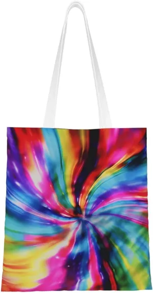 Canvas Tote Bag Aesthetic for Women Colorful Tie Dye Shopping Bags Large Tote Shoulder Bag Reusable Grocery Bags Hobo Bags Casual Handbags Cute Cloth Bags Birthday Gifts