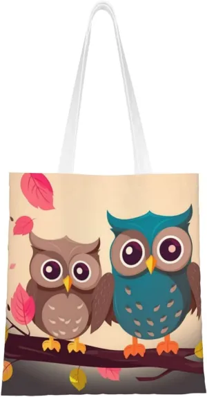 Canvas Tote Bag Aesthetic for Women Cute Owls Shopping Bags Large Tote Shoulder Bag Reusable Grocery Bags Hobo Bags Casual Handbags Cute Cloth Bags Birthday Gifts