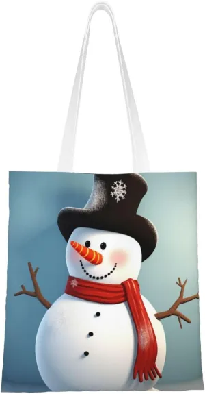 Canvas Tote Bag Aesthetic for Women Cute snowman Shopping Bags Large Tote Shoulder Bag Reusable Grocery Bags Hobo Bags Casual Handbags Cute Cloth Bags Birthday Gifts
