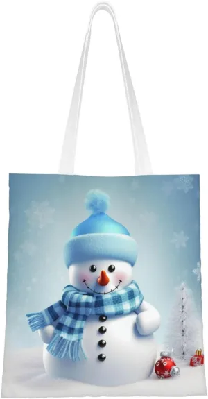 Canvas Tote Bag Aesthetic for Women Cute Snowman Shopping Bags Large Tote Shoulder Bag Reusable Grocery Bags Hobo Bags Casual Handbags Cute Cloth Bags Birthday Gifts