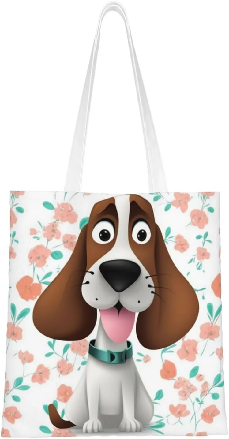 Canvas Tote Bag Aesthetic for Women funny dog Shopping Bags Large Tote Shoulder Bag Reusable Grocery Bags Hobo Bags Casual Handbags Cute Cloth Bags Birthday Gifts