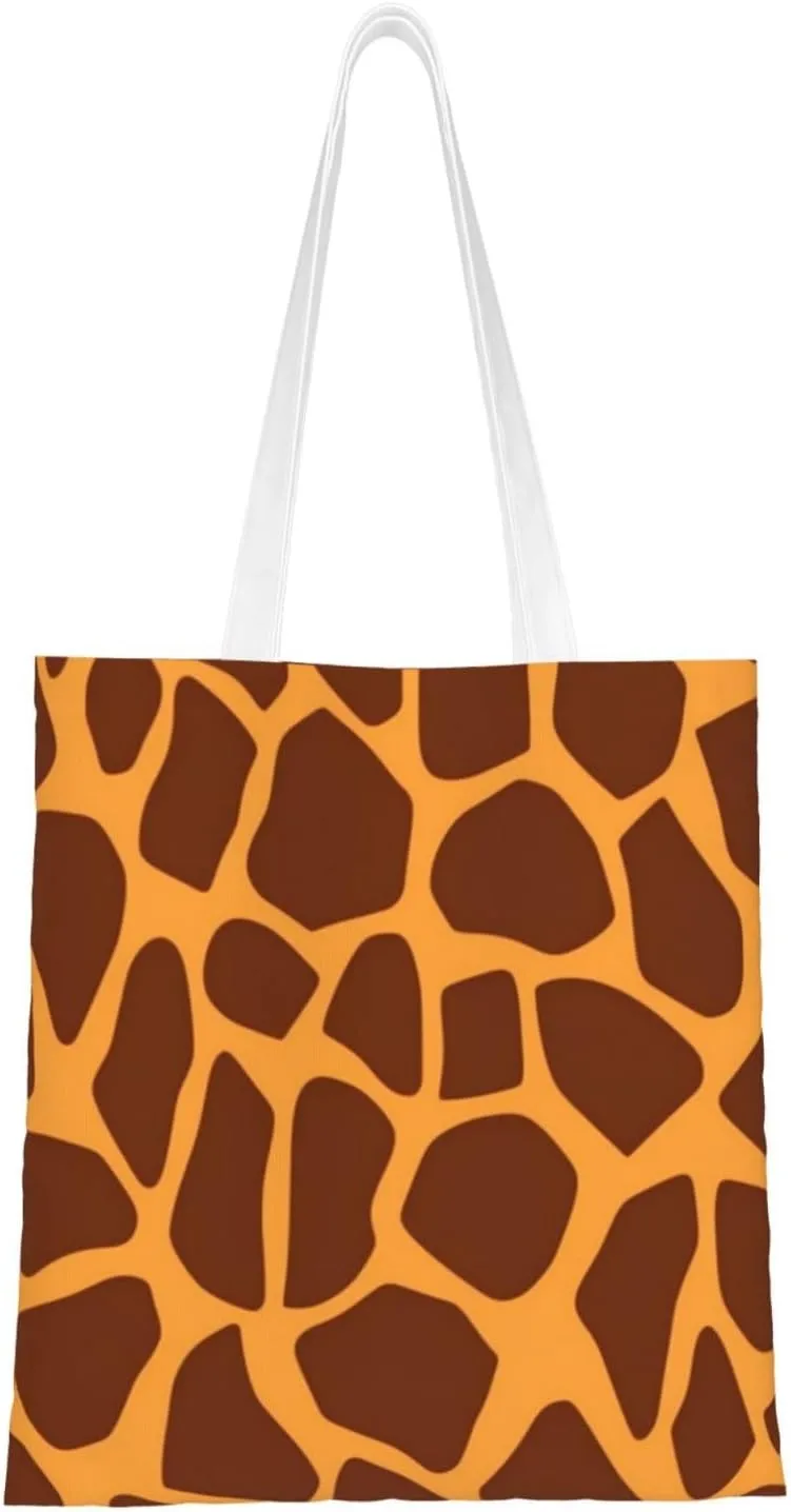Canvas Tote Bag Aesthetic for Women Giraffe Print Shopping Bags Large Tote Shoulder Bag Reusable Grocery Bags Hobo Bags Casual Handbags Cute Cloth Bags Birthday Gifts