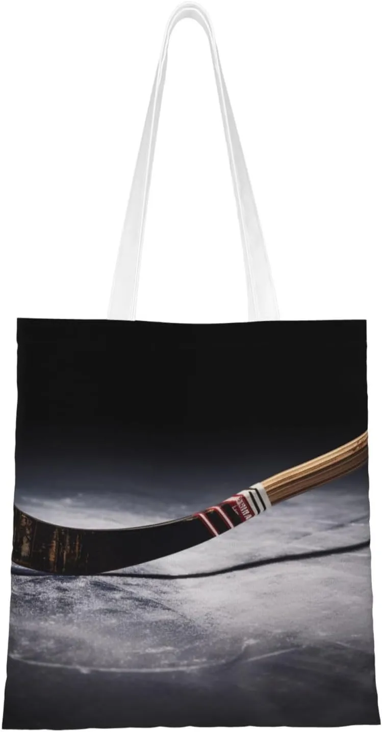 Canvas Tote Bag Aesthetic for Women Hockey Stick Shopping Bags Large Tote Shoulder Bag Reusable Grocery Bags Hobo Bags Casual Handbags Cute Cloth Bags Birthday Gifts