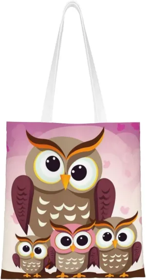 Canvas Tote Bag Aesthetic for Women Owls family Shopping Bags Large Tote Shoulder Bag Reusable Grocery Bags Hobo Bags Casual Handbags Cute Cloth Bags Birthday Gifts