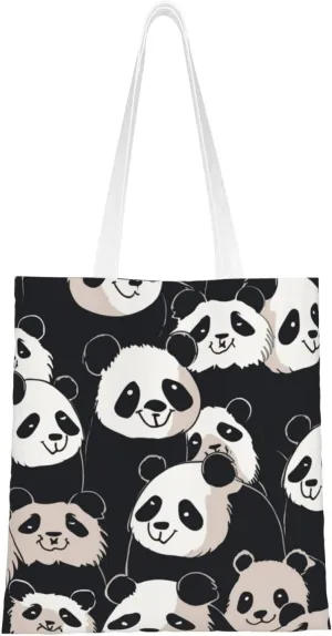 Canvas Tote Bag Aesthetic for Women Panda Animal Shopping Bags Large Tote Shoulder Bag Reusable Grocery Bags Hobo Bags Casual Handbags Cute Cloth Bags Birthday Gifts