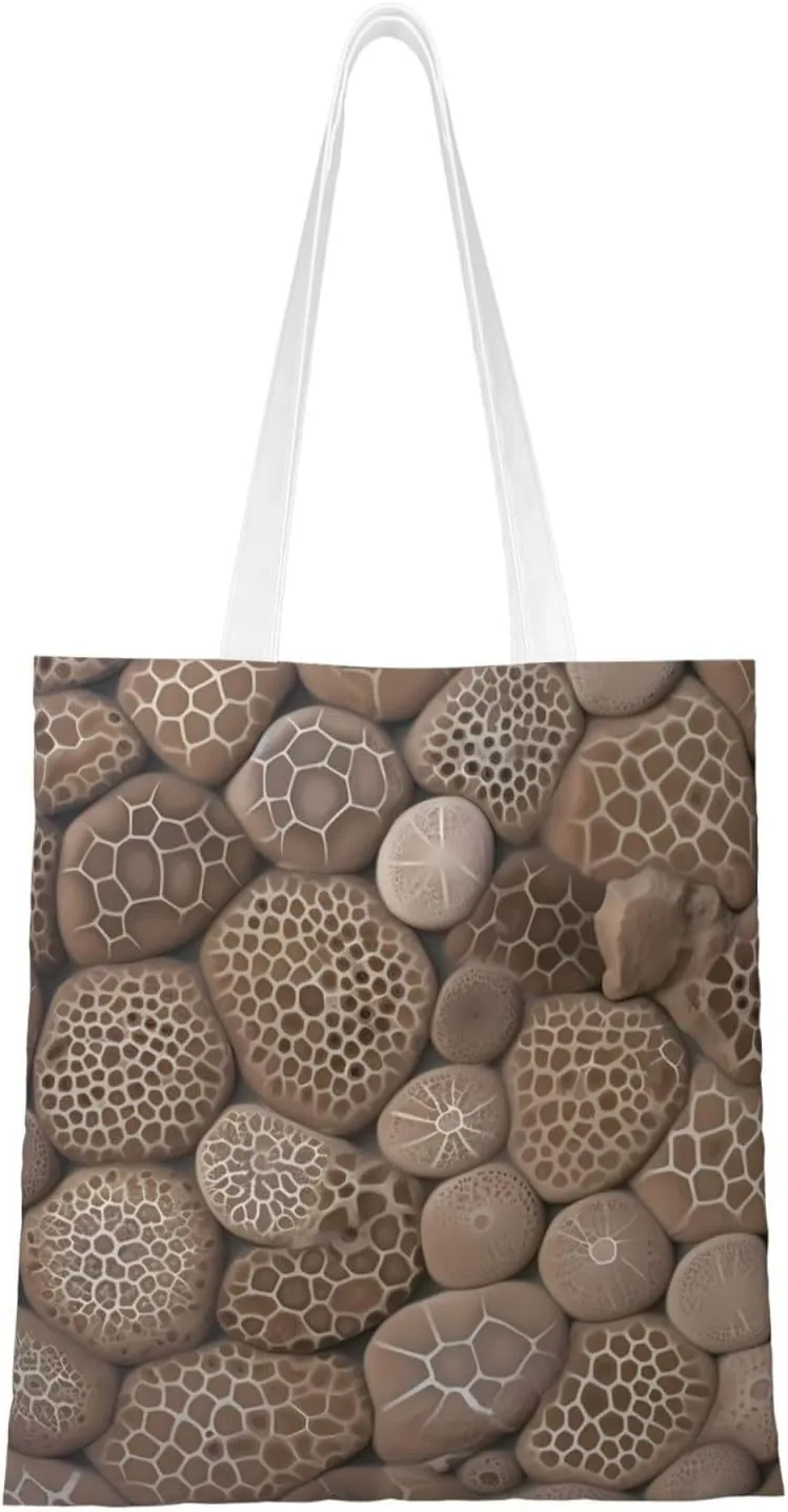 Canvas Tote Bag Aesthetic for Women Petoskey Stone Shopping Bags Large Tote Shoulder Bag Reusable Grocery Bags Hobo Bags Casual Handbags Cute Cloth Bags Birthday Gifts