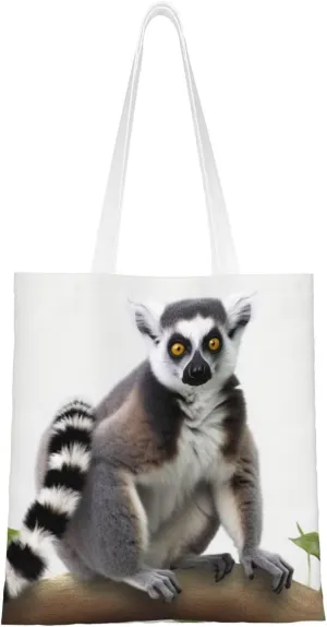 Canvas Tote Bag Aesthetic for Women Ringtailed Lemur Shopping Bags Large Tote Shoulder Bag Reusable Grocery Bags Hobo Bags Casual Handbags Cute Cloth Bags Birthday Gifts