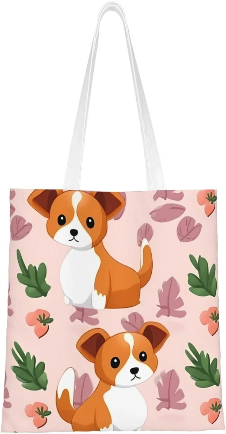 Canvas Tote Bag Aesthetic for Women Small Size dog Shopping Bags Large Tote Shoulder Bag Reusable Grocery Bags Hobo Bags Casual Handbags Cute Cloth Bags Birthday Gifts