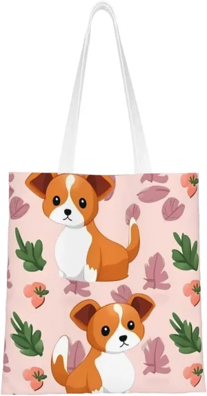 Canvas Tote Bag Aesthetic for Women Small Size dog Shopping Bags Large Tote Shoulder Bag Reusable Grocery Bags Hobo Bags Casual Handbags Cute Cloth Bags Birthday Gifts