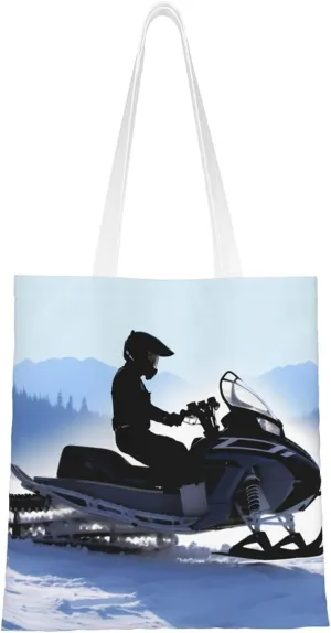 Canvas Tote Bag Aesthetic for Women Snowmobile Shopping Bags Large Tote Shoulder Bag Reusable Grocery Bags Hobo Bags Casual Handbags Cute Cloth Bags Birthday Gifts