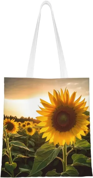 Canvas Tote Bag Aesthetic for Women sunflowers Shopping Bags Large Tote Shoulder Bag Reusable Grocery Bags Hobo Bags Casual Handbags Cute Cloth Bags Birthday Gifts