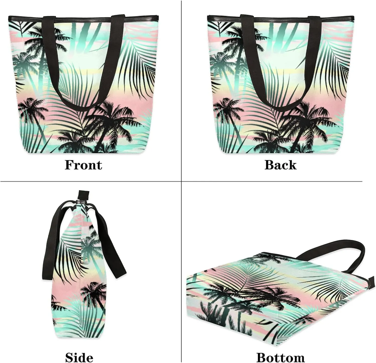 Canvas Tote Bag Large Women Casual Reusable Shoulder Bag Handbag with Zipper Casual Tote Shopping Travel Beach Cloth Bag