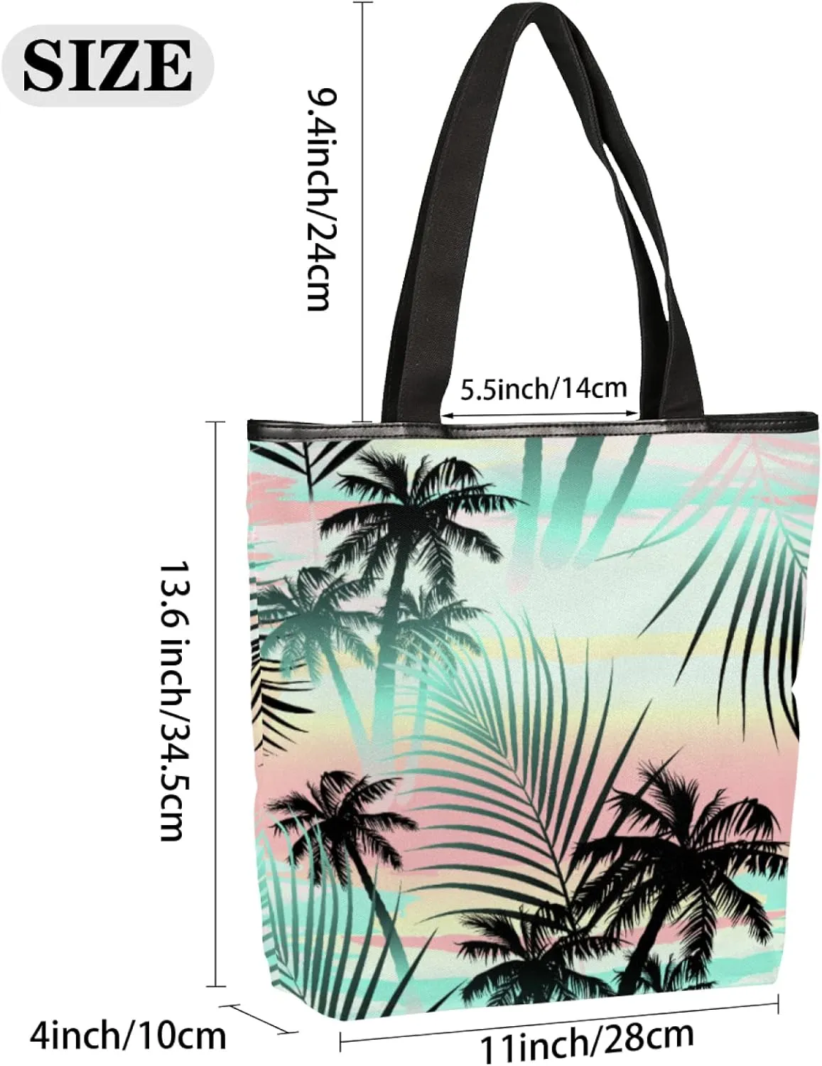 Canvas Tote Bag Large Women Casual Reusable Shoulder Bag Handbag with Zipper Casual Tote Shopping Travel Beach Cloth Bag