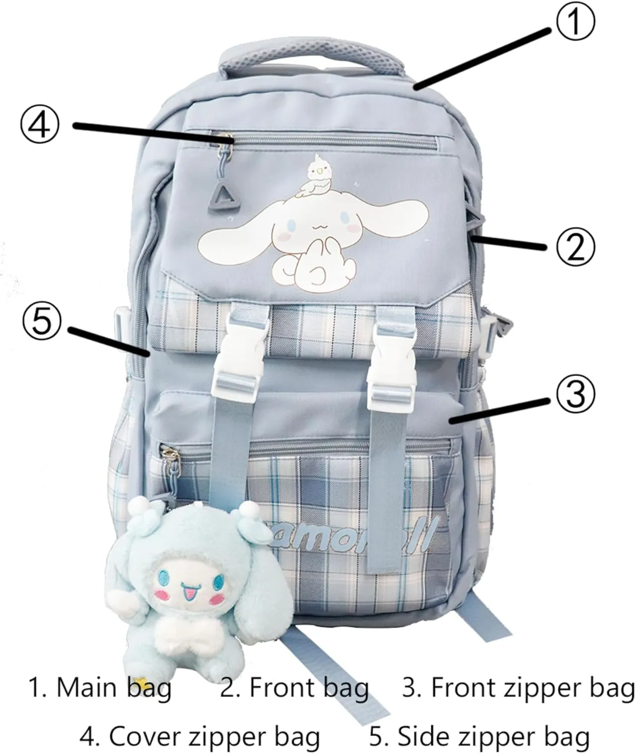 Cartoon Cute Backpack large capacity 18 Inch, With Plush Pendant Business Laptop Shoulders Backpack Travel Backpack, Srioal-4