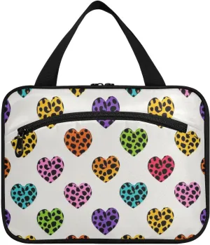 Cartoon Leopard Print Heart hanging large travel toiletry bag with hook, designer fashion bags for men for accessories for women trip bolso viajero para mujer L