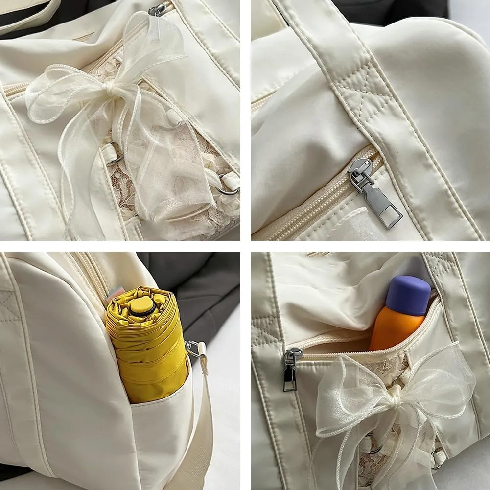 Casual Shoulder Bags for Women Cute Bowknot Hobo Bag Canvas Tote Bags Large Handbag Purse