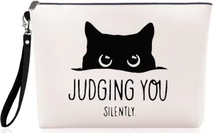 Cat Makeup Bag for Women, Cute Birthday Gift, Travel Cosmetic Bags, Funny Mom Toiletry Organizer Zipper Pouch
