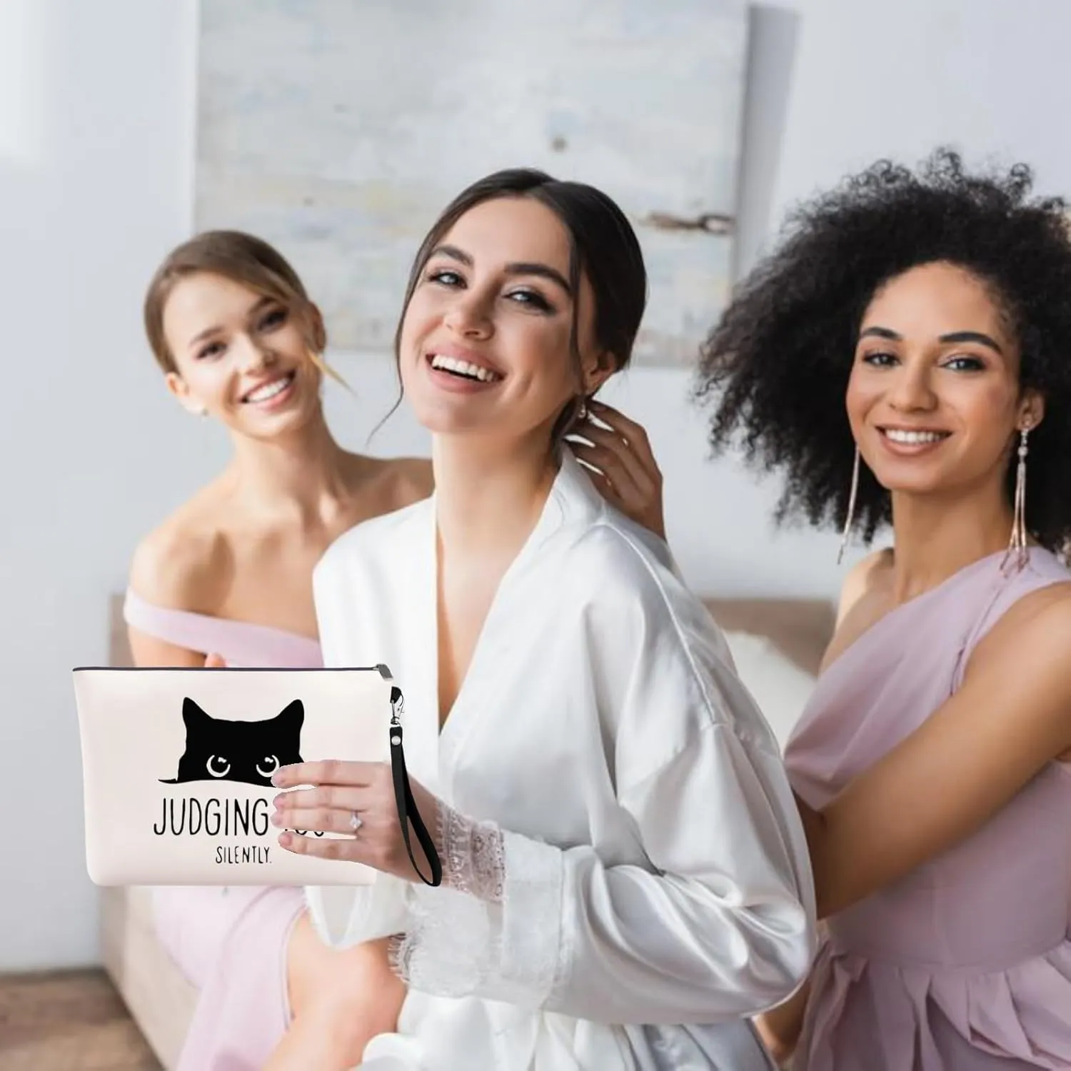 Cat Makeup Bag for Women, Cute Birthday Gift, Travel Cosmetic Bags, Funny Mom Toiletry Organizer Zipper Pouch