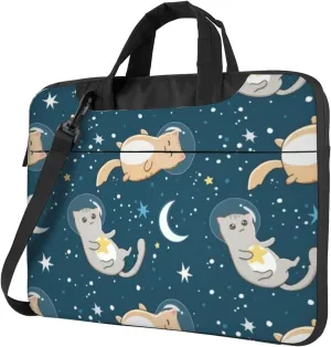 Cats Astronauts On Space Modern 13-15.6 Inch Laptop Bag For Man And Women, Computer Messenger Bag, Trendy Shoulder Strap Design