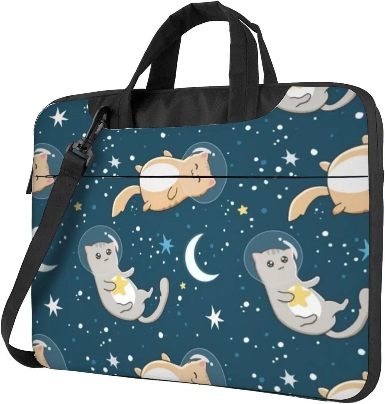 Cats Astronauts On Space Modern 13-15.6 Inch Laptop Bag For Man And Women, Computer Messenger Bag, Trendy Shoulder Strap Design