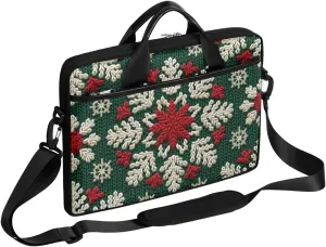 Christmas Snowflakes Modern Laptop Shoulder Bag Tablet Computer Notebook Sleeve Messenger Bags Carrying Case with Strap Briefcase Tote for 14 15 in Laptops