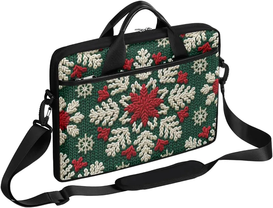 Christmas Snowflakes Modern Laptop Shoulder Bag Tablet Computer Notebook Sleeve Messenger Bags Carrying Case with Strap Briefcase Tote for 14 15 in Laptops