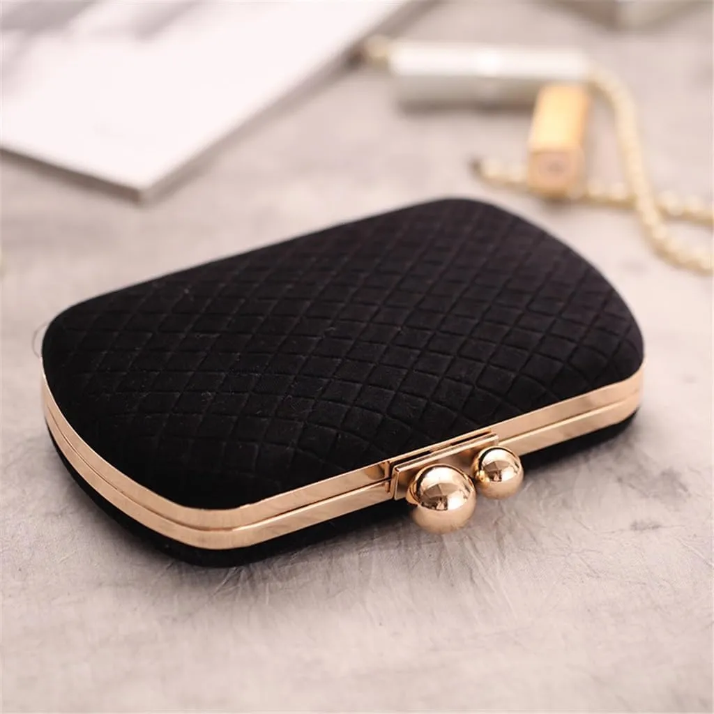 Classic Autumn Winter Velvet Rhinestone Women's Evening Bag Clutch Banquet Bag Chain Cross Clutch