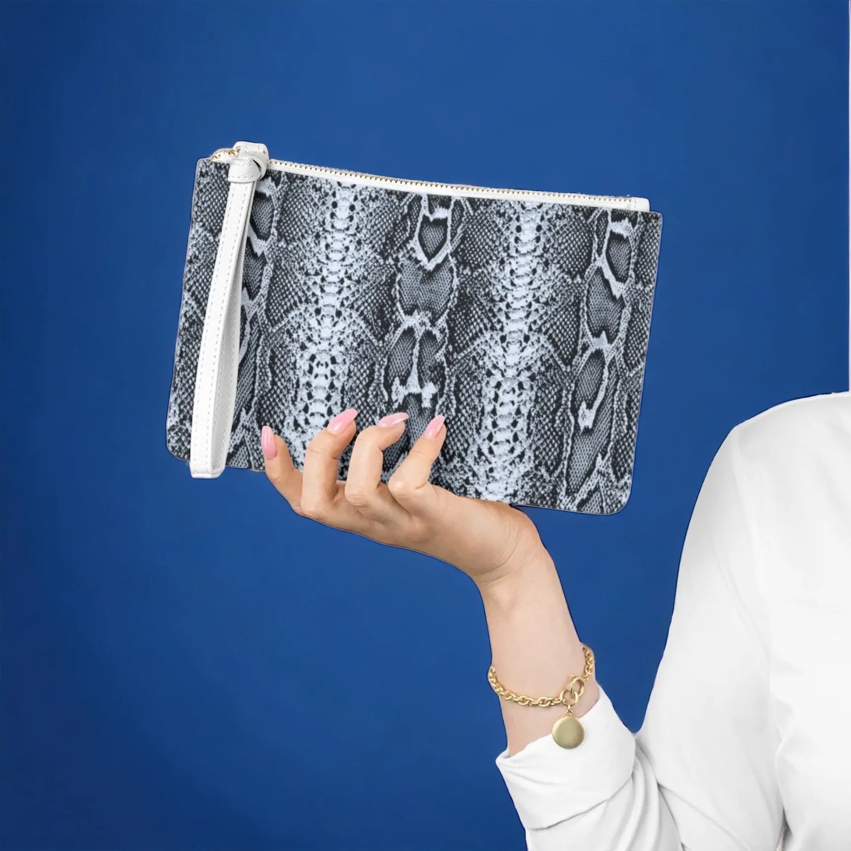 Clutch Bag-Grey Snake