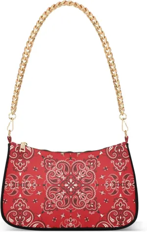 Clutch Shoulder Bags Tote Evening Purse Handbags for Women Hobo Bags Paisley Bandana Boho Red with Zipper Closure