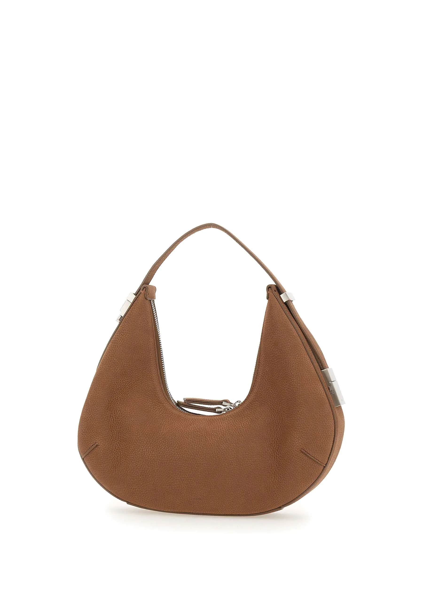 Cognac Tumbled Leather Hobo Bag