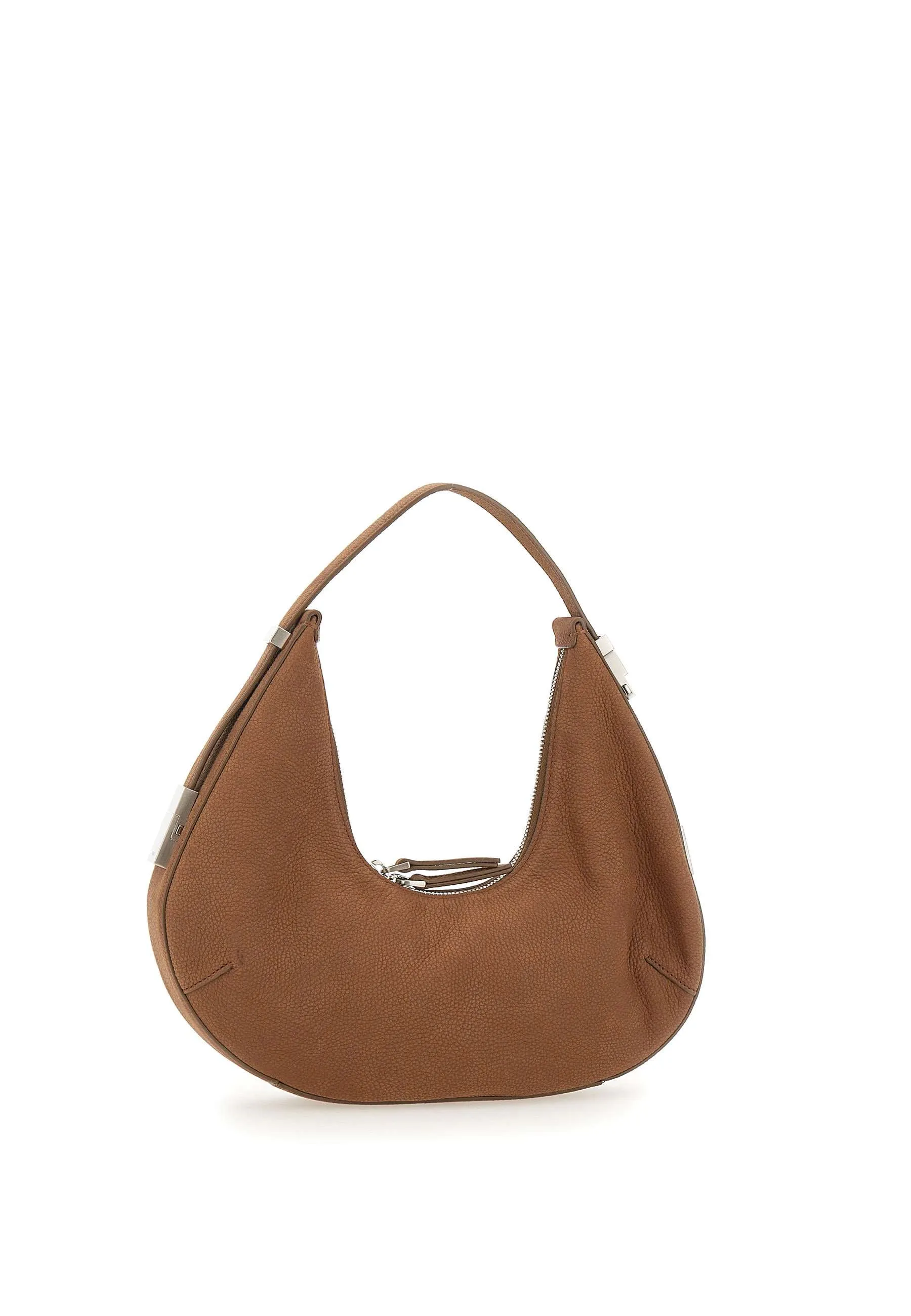 Cognac Tumbled Leather Hobo Bag