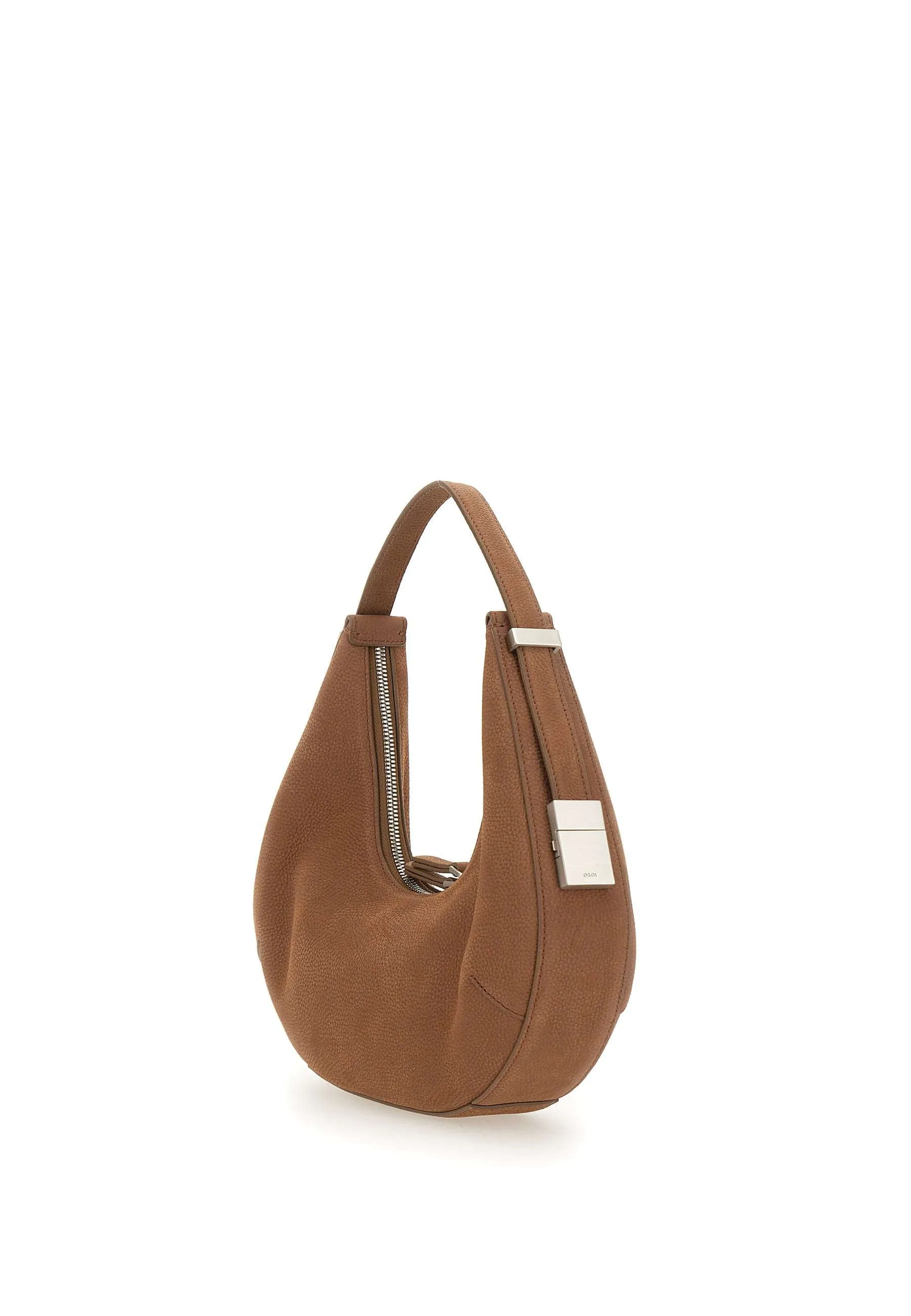 Cognac Tumbled Leather Hobo Bag