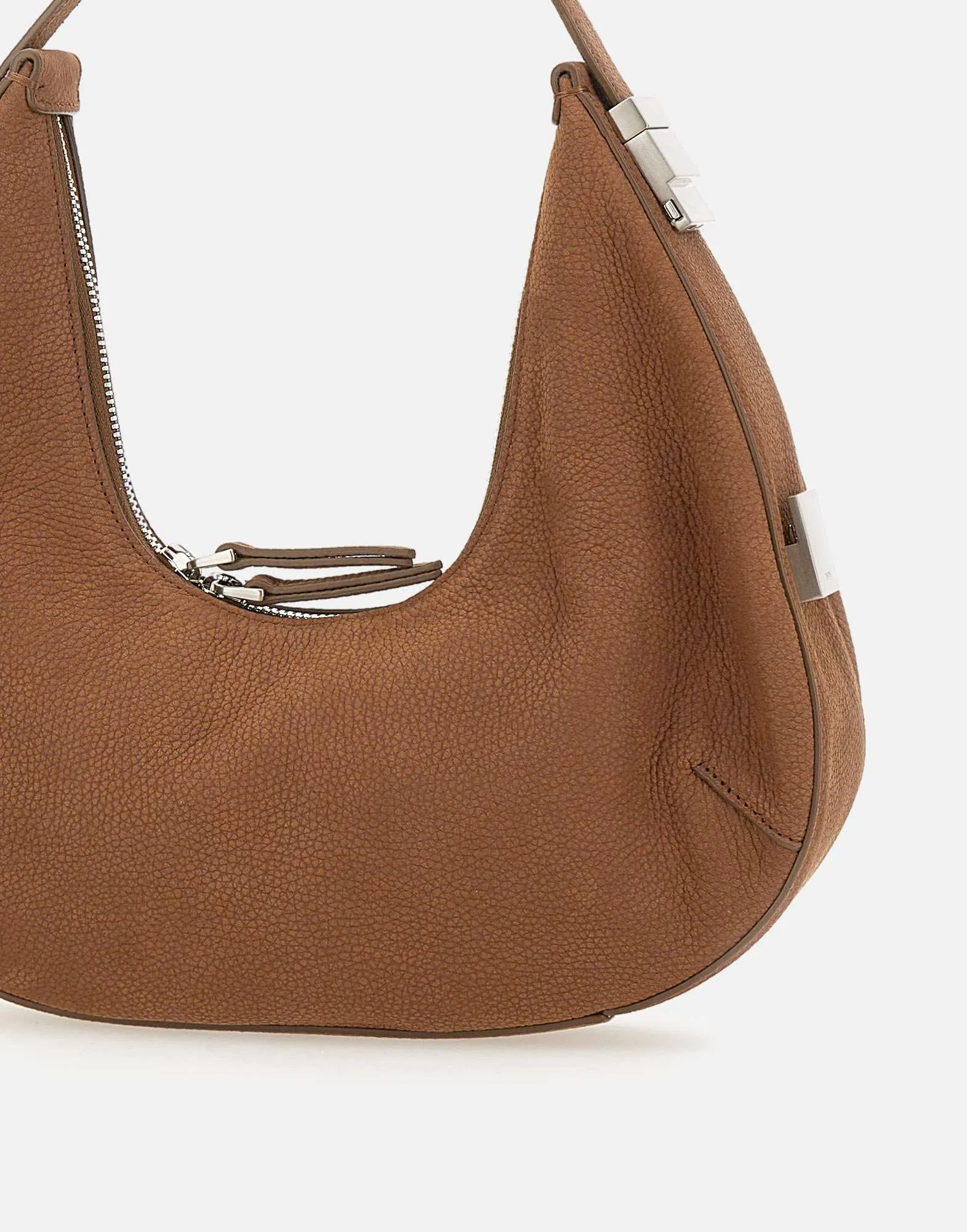 Cognac Tumbled Leather Hobo Bag