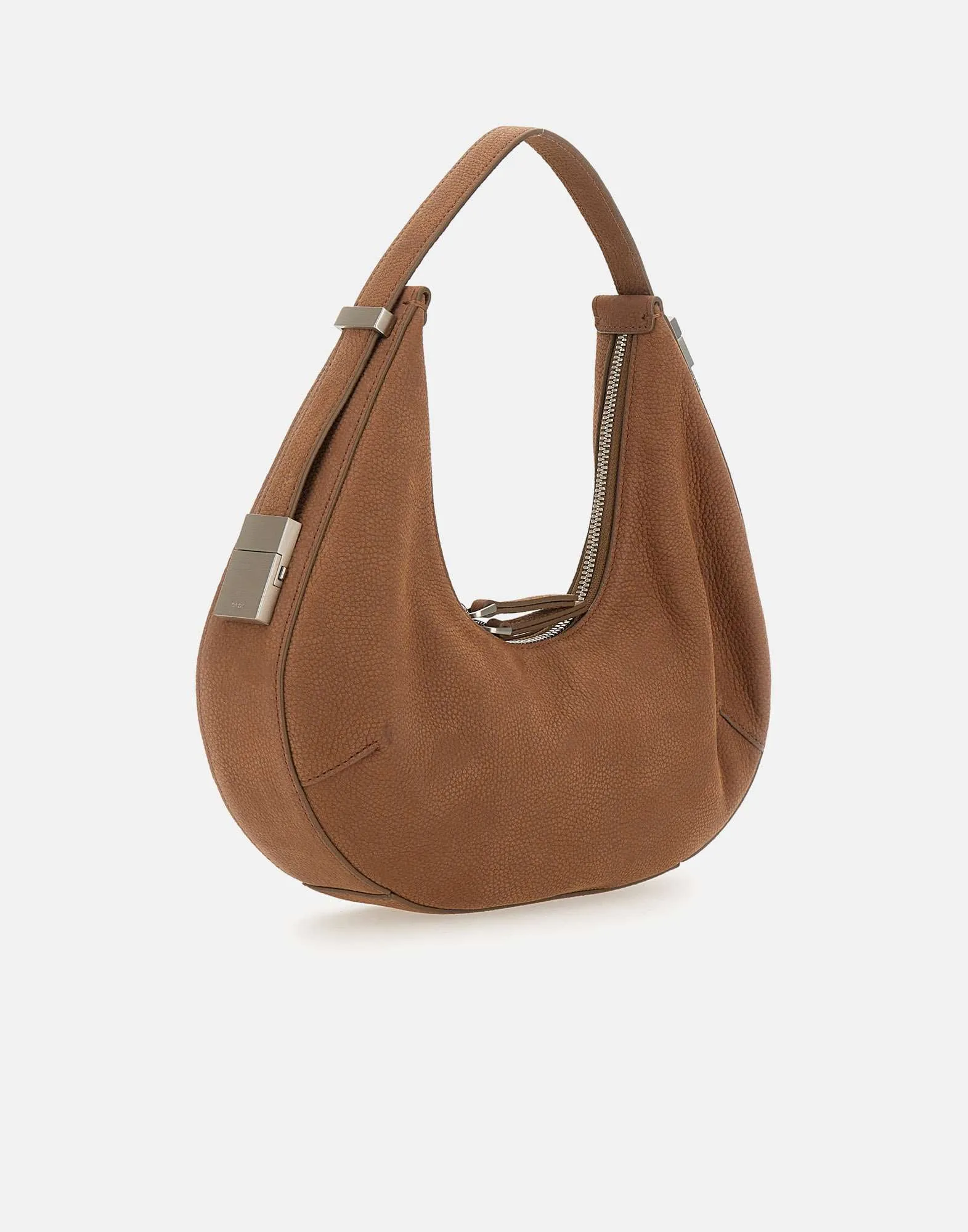 Cognac Tumbled Leather Hobo Bag