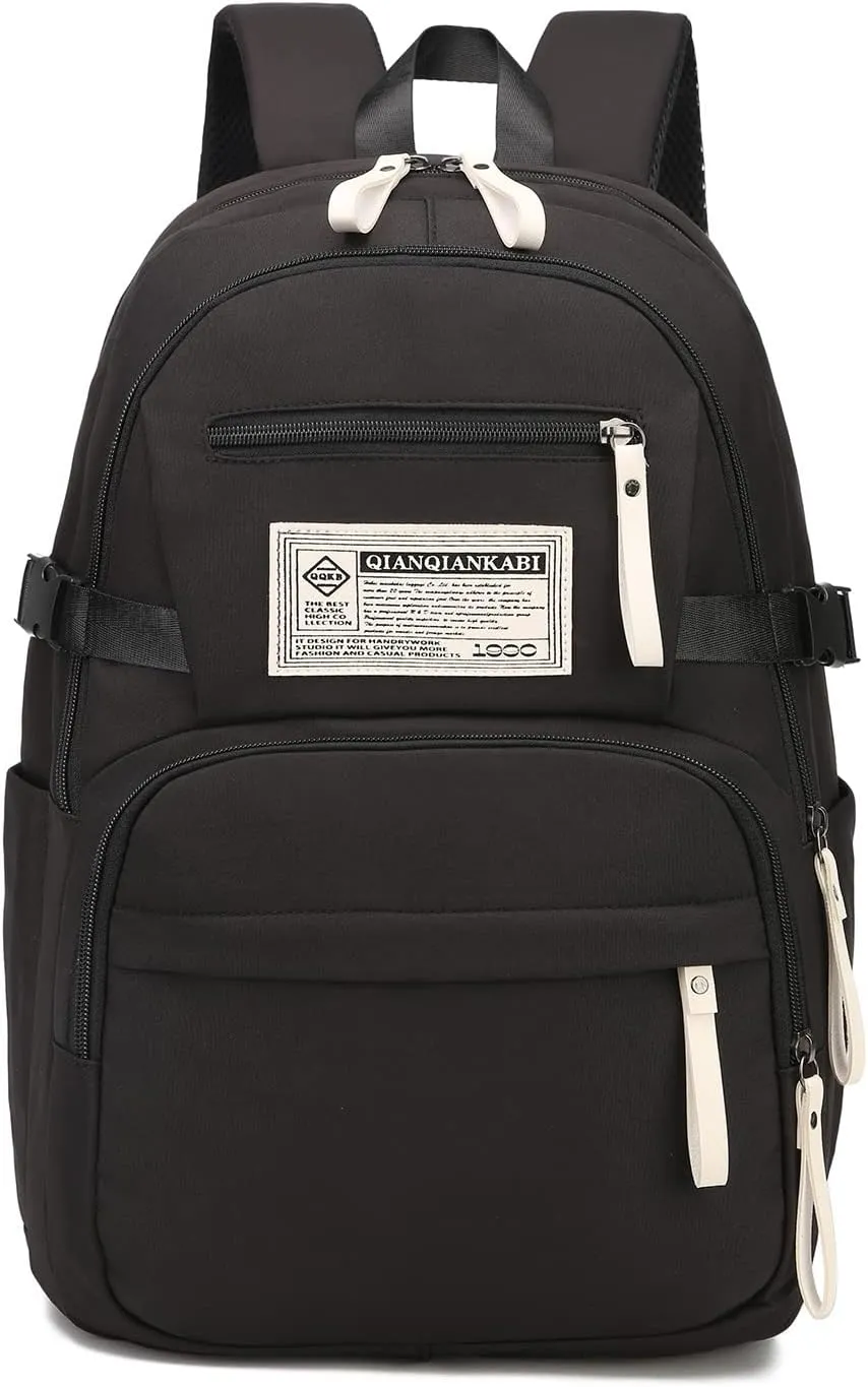 College Backpack for Women Men Laptop Backpack Fits 15.6Inch Notebook(Black)