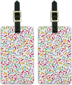 Colorful Confetti Sprinkles Luggage ID Tags Suitcase Carry-On Cards - Set of 2